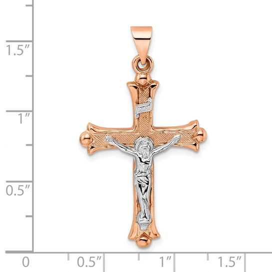 14K Tow Tone Rose Gold INRI Cross Pendant