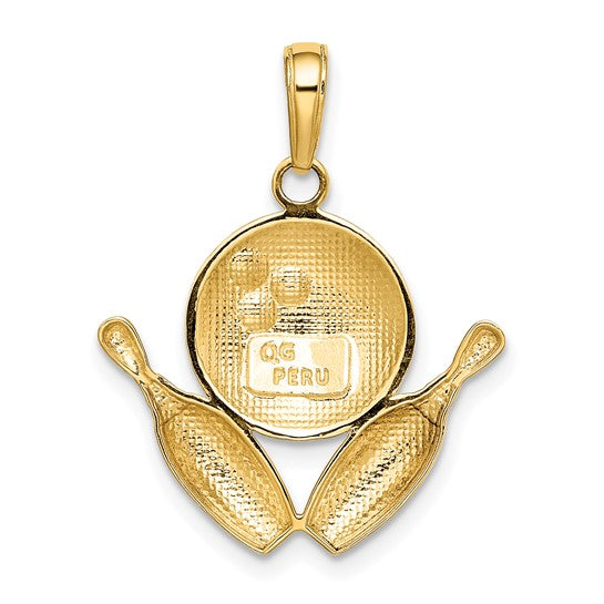 10K/14K Yellow Gold Bowling Pin & Ball Pendant