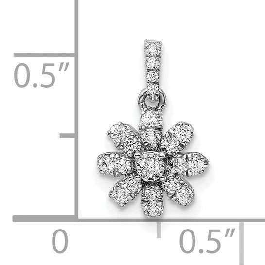 14K White Gold 1/6 Carat Diamond Flower Pendant