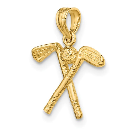 10K Yellow Gold Golf Club And Balls 3D Pendant