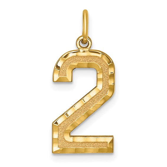 10K/14K Yellow Gold White Gold Diamond Cut Jersey Number Pendant 0-99