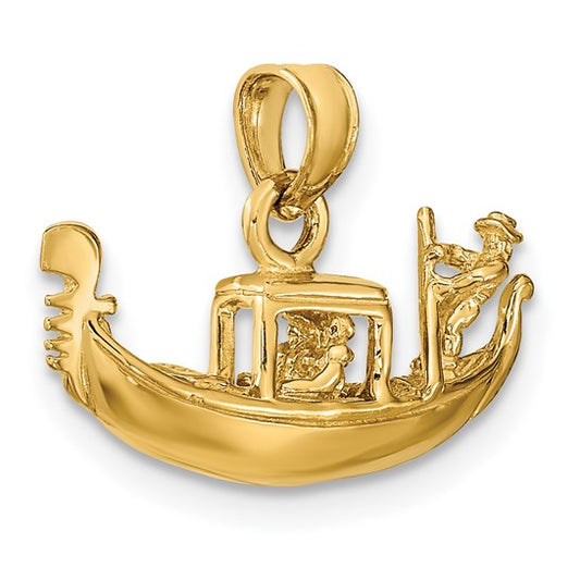 14K Yellow Gold Italian Gondola Italy Pendant 3D