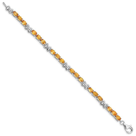White Gold Filled Natural Citrine Triple Stone Bracelet