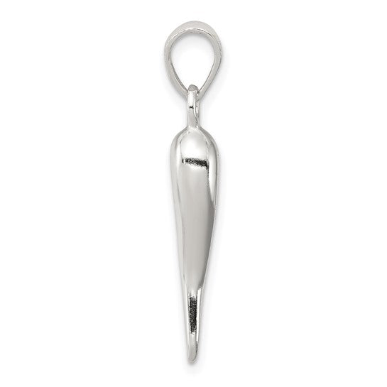 Sterling Silver 3D Small Italian Horn Pendant