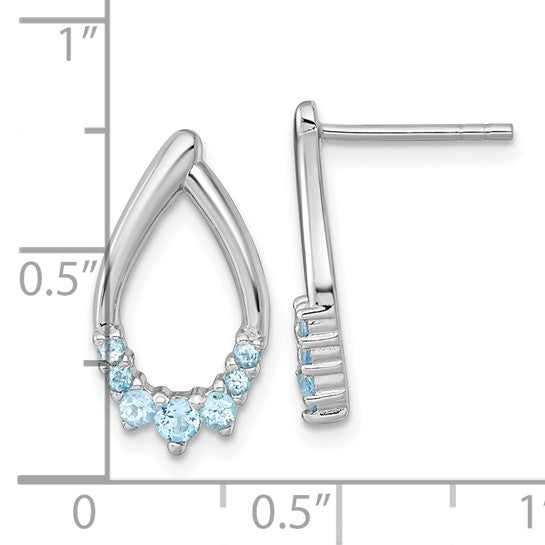 White Gold Filled 7 Stone Blue Topaz Earrings