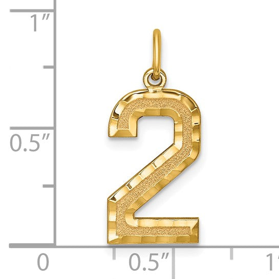 10K/14K Yellow Gold White Gold Diamond Cut Jersey Number Pendant 0-99