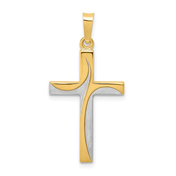 Two Tone Rose/Yellow/White Gold Latin Cross 14K Pendant