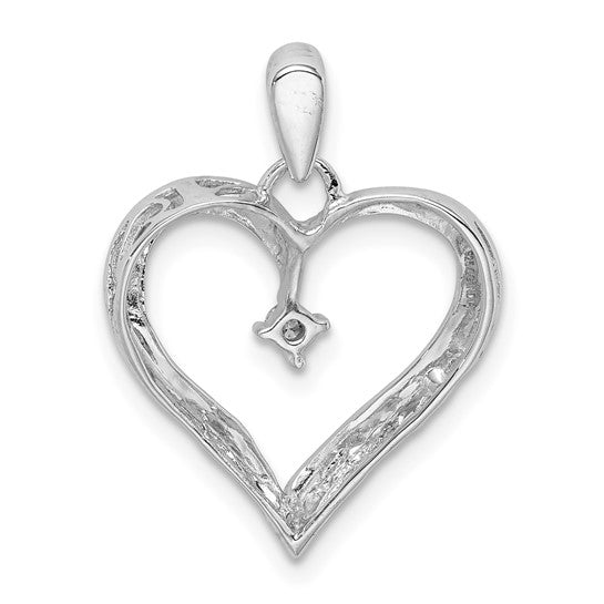 White Gold Filled Sterling Silver Heart With Diamond Pendant