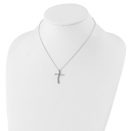 White Gold Filled Sterling Silver Cross Diamond Cluster Center Chain & Pendant Set