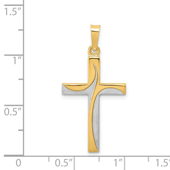 Two Tone Rose/Yellow/White Gold Latin Cross 14K Pendant