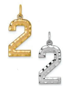 10K/14K Yellow Gold White Gold Diamond Cut Jersey Number Pendant 0-99