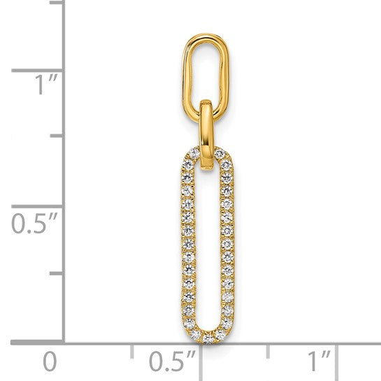14K Yellow Gold 1/6 Carat Diamond Paperclip Pendant