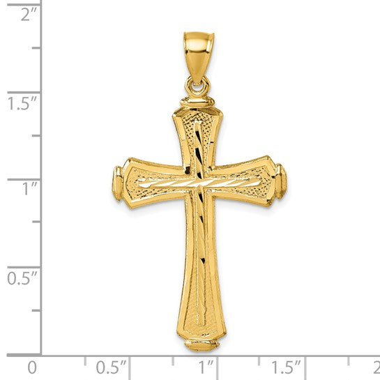14K Diamond Cut Gold Cross Pendant