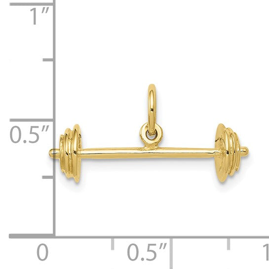 10K/14K Yellow Gold 3D Barbell Gym Pendant