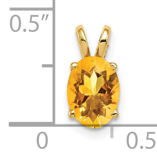 14K Yellow Gold Oval Cut Natural Citrine Pendant