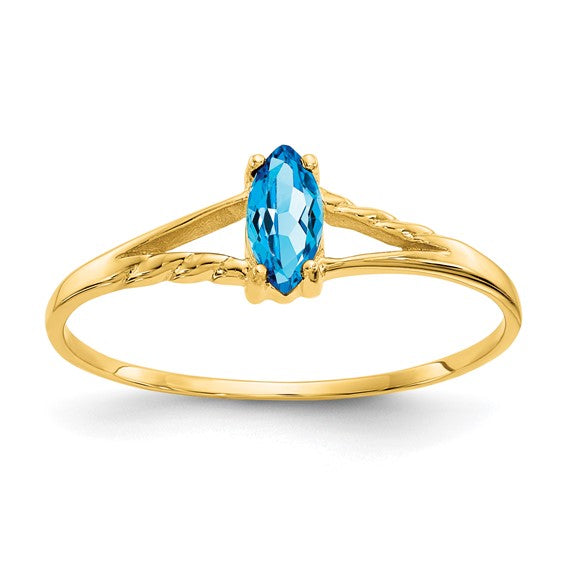 10K White/Yellow Gold Marquis Blue Topaz Ring