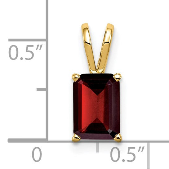 14K Yellow Gold 2 Carat Emerald Cut Natural Garnet Pendant