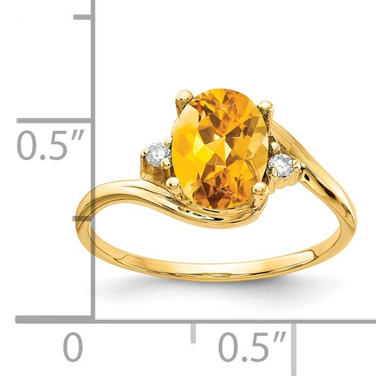 14K Yellow Gold 1 Carat Natural Citrine & Diamond Ring
