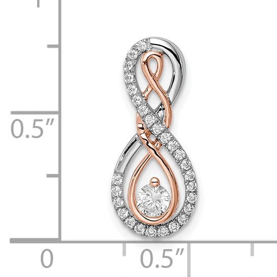 14K Two Tone Yellow/Rose Gold Infinity Diamond Pendant