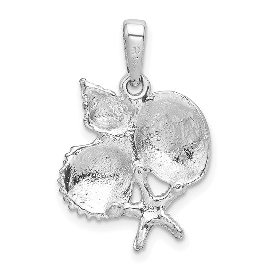 Sterling Silver 14K Gold Two Tone Sea Life Cluster Pendant