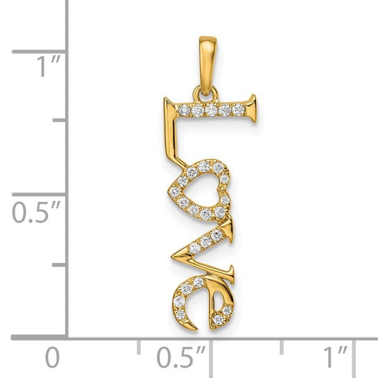 14K Yellow Gold Diamond Love Pendant