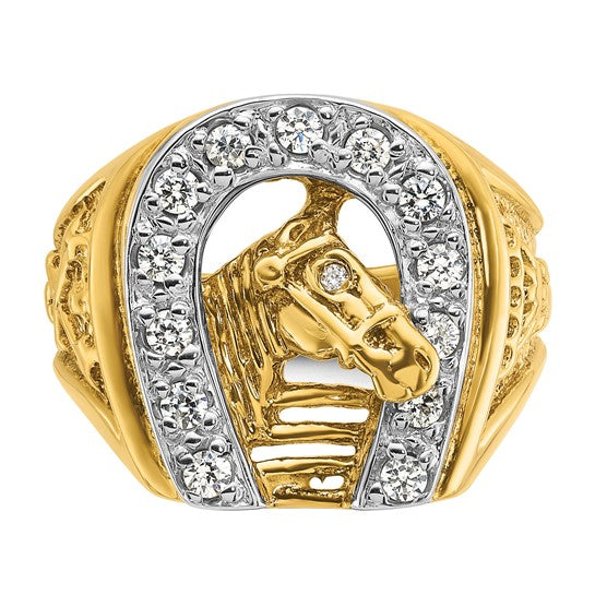 10K/14K Yellow Gold 1/2 Carat Diamond House & Horse Shoe Ring