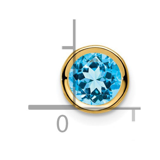 14K Yellow Gold 1 Carat Blue Topaz Bezel Chain Slide