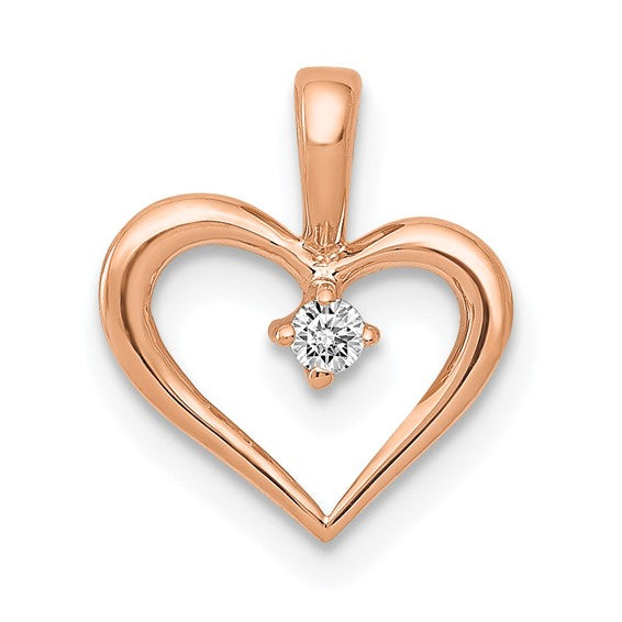 14K Yellow Gold Diamond Heart Pendant .02 Carat