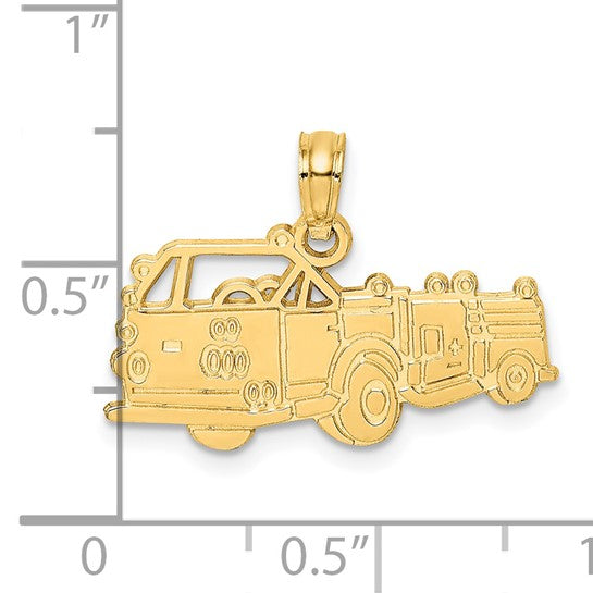 14K Yellow Gold Fire Truck Pendant