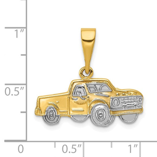 14K Two Tone Gold Pick Up Truck Pendant