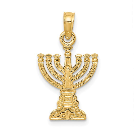 14K Gold Menorah Hanukkah Pendant
