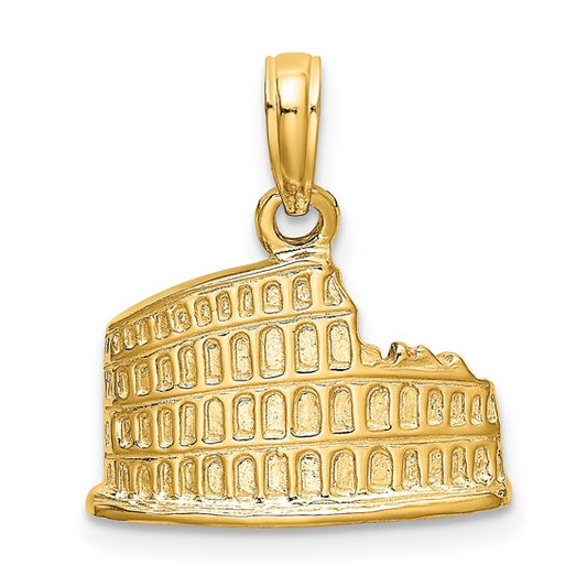 14K Yellow Gold Rome Colosseum Italy Pendant