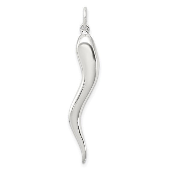Sterling Silver Thin Italian Horn Pendant