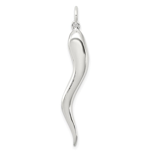 Sterling Silver Thin Italian Horn Pendant