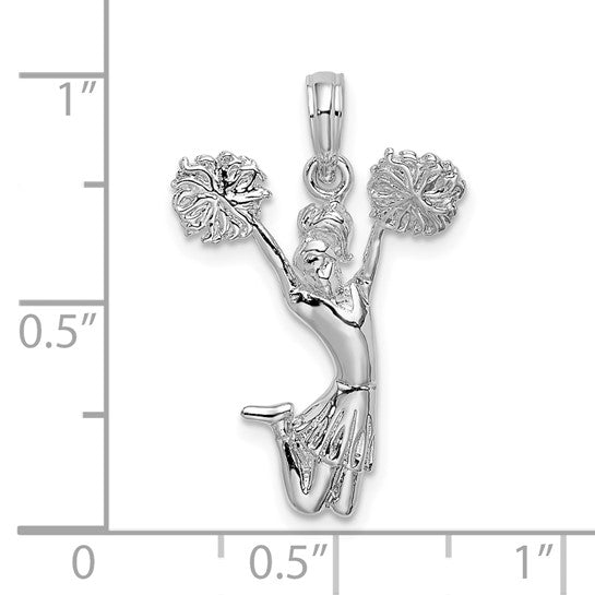 Sterling Silver Cheerleader Sports Pendant Whit Gold Plated