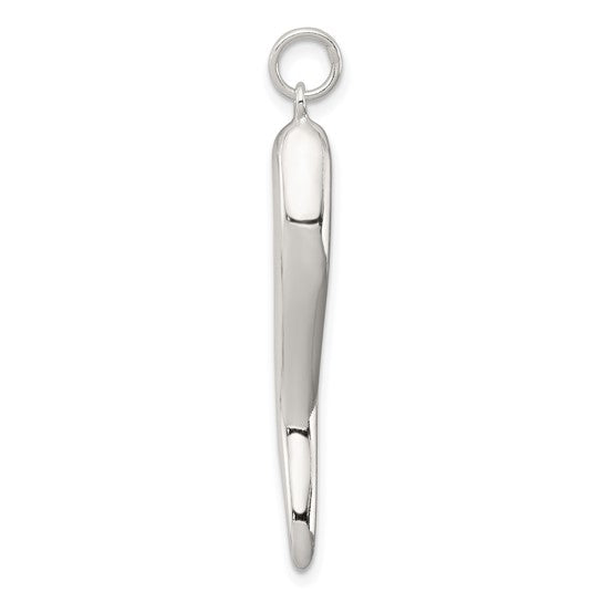 Sterling Silver Thin Italian Horn Pendant