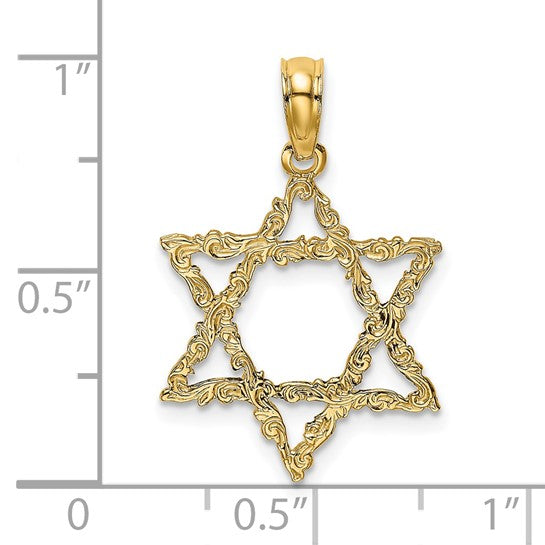 14K Gold Vine Star Of David Pendant