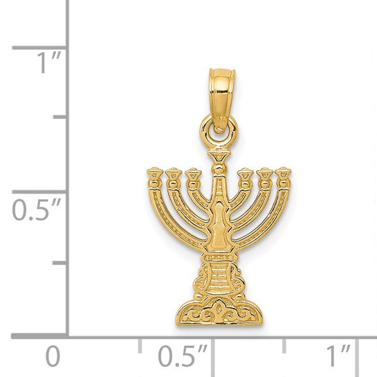 14K Gold Menorah Hanukkah Pendant
