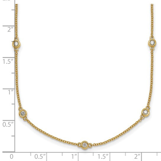 14K Yellow Gold 13 Station Cable Chain Diamond 1/3ct. Bezel Set Necklace