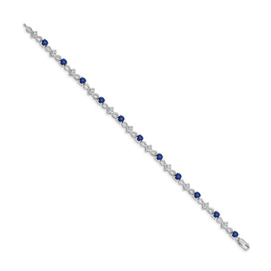 14K White Gold & Yellow Gold Diamond Cut Natural Sapphire & Diamond Bracelet