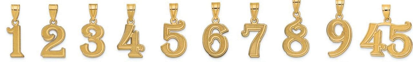 14K Yellow Gold Fancy Style Jersey Numbers 0-99