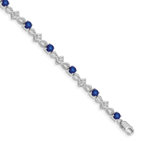 14K White Gold & Yellow Gold Diamond Cut Natural Sapphire & Diamond Bracelet