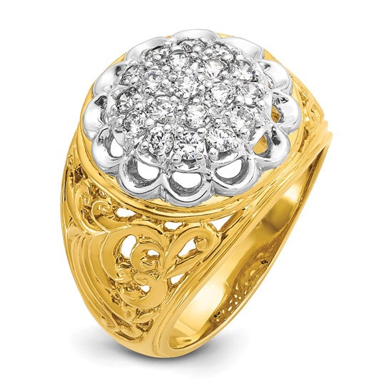 14K Yellow Gold Lab Grown Diamond Cluster Men's Ring