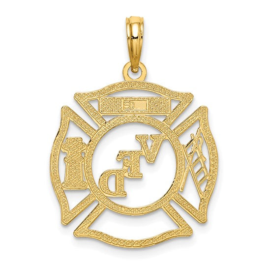 10K Yellow Gold VFD Volunteer Firefighter Pendant