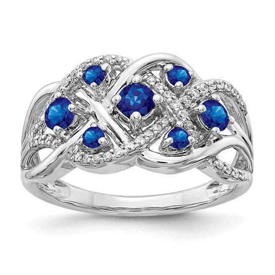 14K White Gold Sapphire & Diamond Dinner Ring
