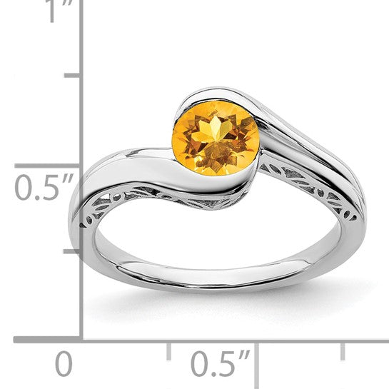 14K White Gold Natural Citrine Bypass Ring