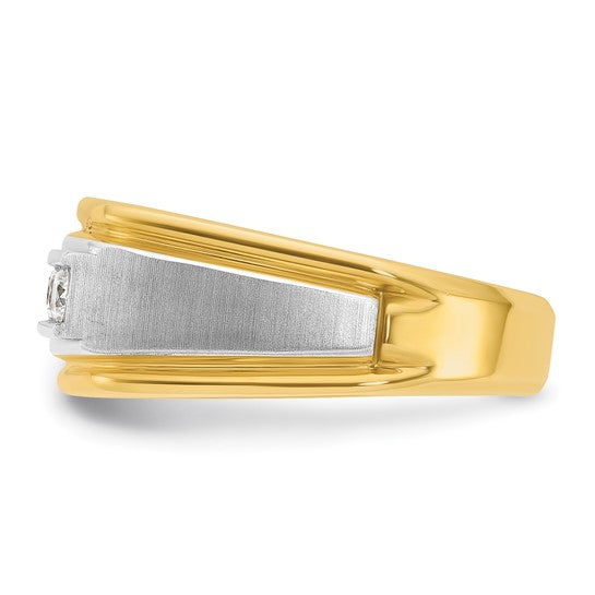 10K Yellow Gold Two Tone Men's 5 Stone Diamond 1/2 Carat Ring