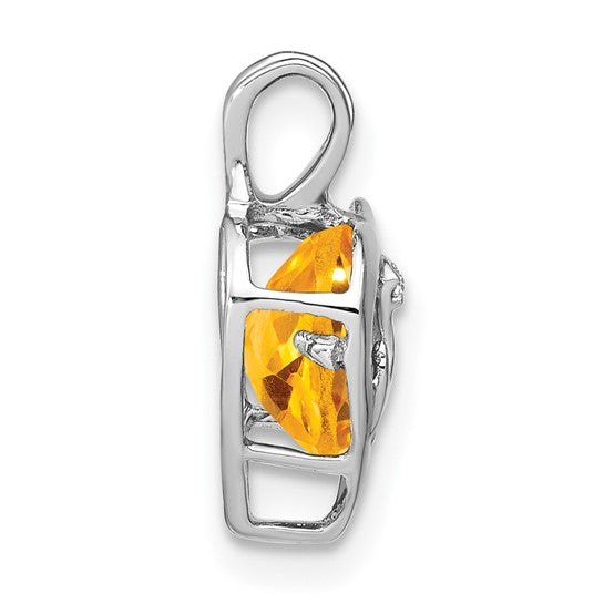 14K White Gold 2 Carat Natural Citrine Mom Heart Pendant