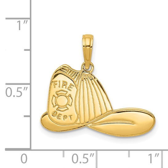 14K Yellow Gold Firefighter Helmet Pendant