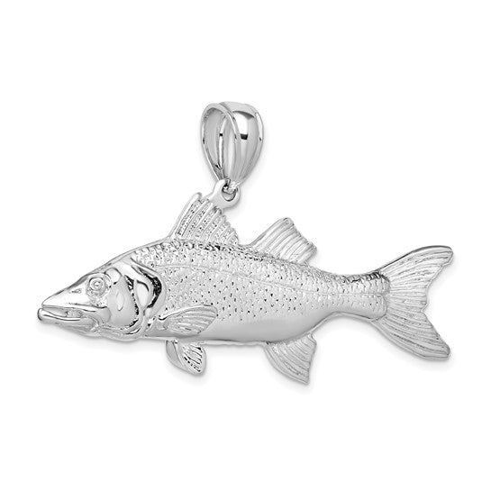 Sterling Silver Snook Fish 3D Pendant